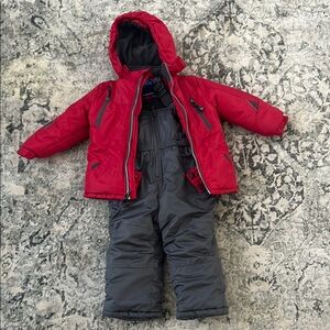 RUGGED BEAR Red and Gray Toddler Snowsuit